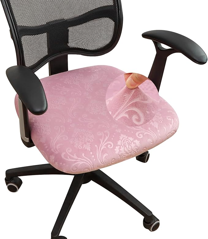 FORCHEER Office Chair Seat Cover Pink Stretch Velvet Deak Chair Seat Cushion Cover 20x20inch 1 Piece Washable