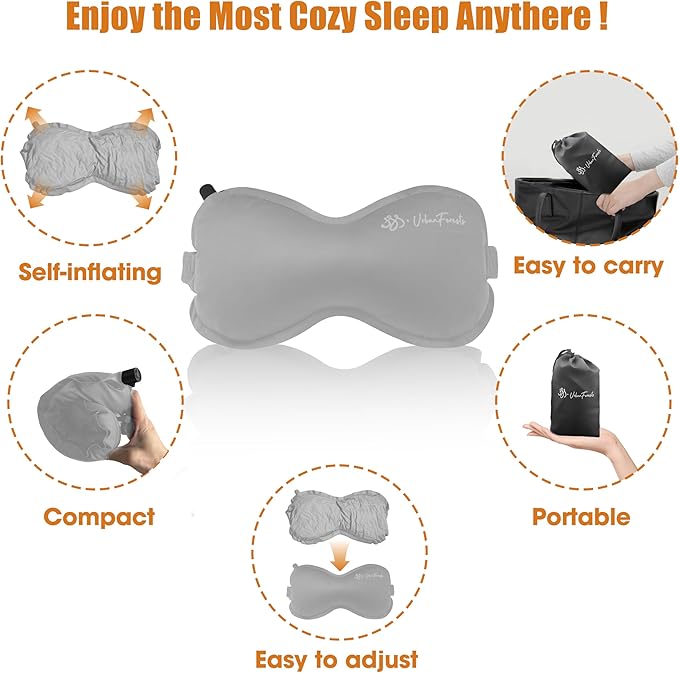 Inflatable Lumbar Pillow for Travel, Lumbar Support Self-Inflating for Car, Neck Pillow Inflatable Lumbar Support Travel Lumbar Pillow for car (Grey)