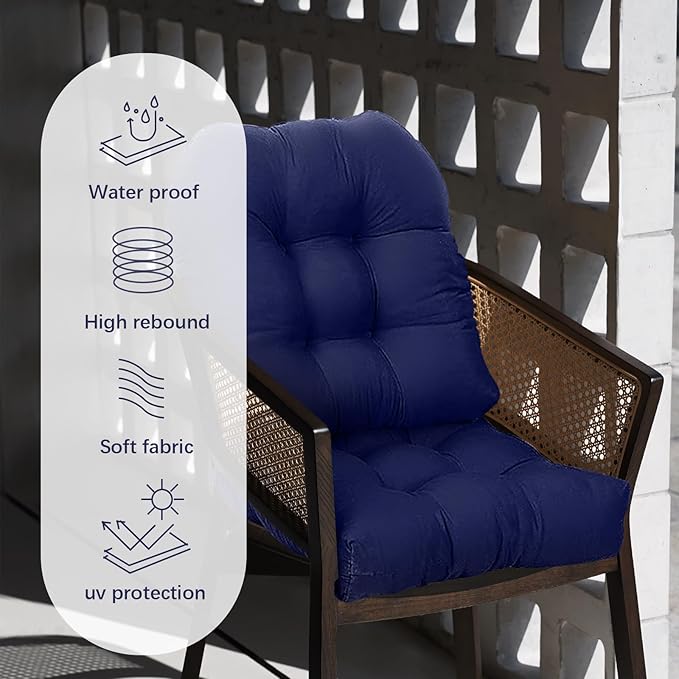 Waterproof Patio Chair Cushions Set of 2 Burgundy Outdoor Rocking Chair Cushion Non-Slip Dining Chair Pads for Garden Furniture