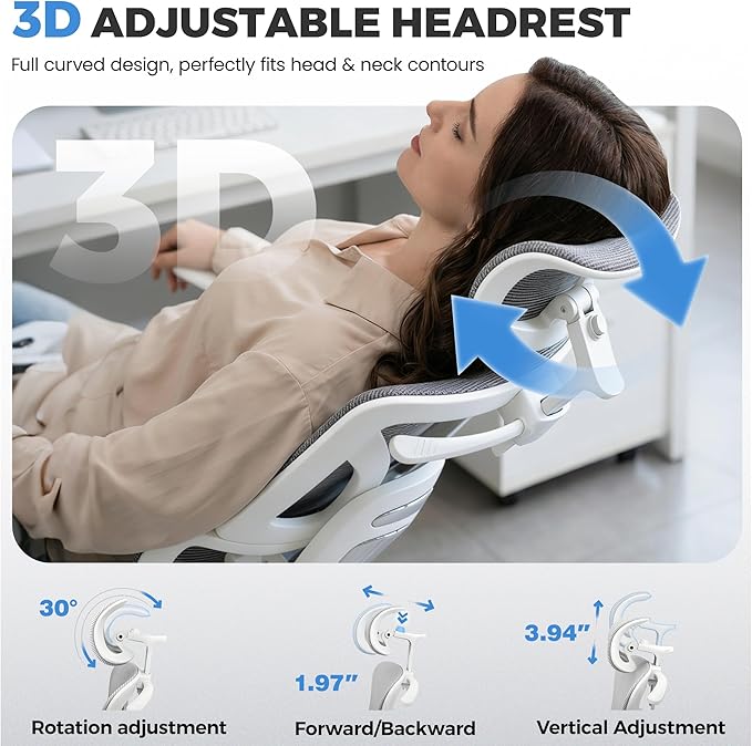 Office Chair, Ergonomic Office Desk Chair with Lumbar Support, Breathable Mesh Back & Thick Seat Cushion, High Back Office Desk Chairs Comfy for Home Office, 300Lbs, Gray