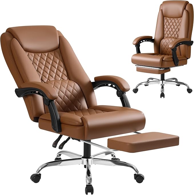 Homall Executive Home Office Chair with Lumbar Support,400lbs Adjustable Ergonomic High Back Office Chair Reclining Managerial Chair for Home Office (Brown)