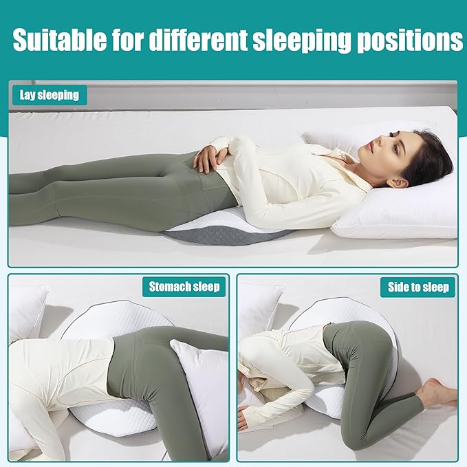 ROYALAY Lumbar Support Pillow for Bed, Memory Foam Waist Pillow for Sleeping, Ergonomic Wedge Pillow for Back Support, Elevated Body Pillow with Removable Cover for Side, Back and Stomach Sleepers