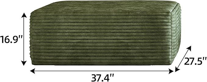 135" U Shaped Sectional Couch with Ottoman, Large Sectional Couches for Living Room, Plush Corduroy Convertible Sleeper Sofa, Compressed Foam Sofa in a Box No Assembly, Left Facing Chaise, Green