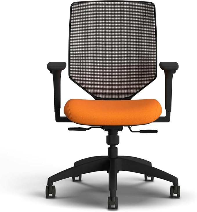 HON Solve Office Chair, Ergonomic Office Chair Mesh Back Support, Adjustable Lumbar Support, Height Adjustable Arms, Black Frame, Apricot