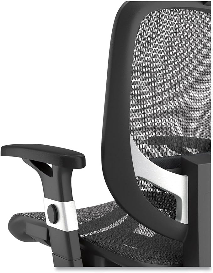 Alera Minerva Ergonomic Swivel Computer Desk Chair, Mesh Office Task Chair, Adjustable Seat, Arms, Headrest, Supports Up to 275 lb, Black