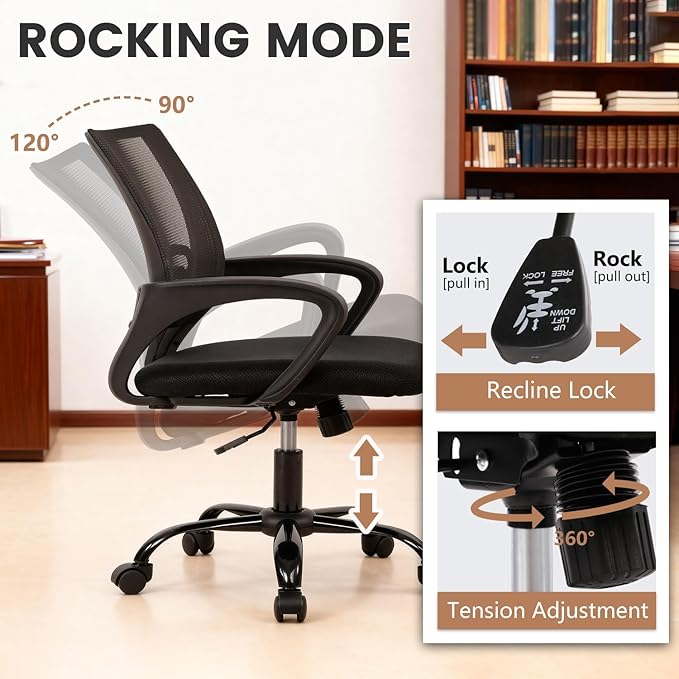 PayLessHere 32 Inch Home Office Desk and Chair Set,32 Inch Computer Desk with Ergonomic Height Adjustable Office Chair for Home Office,Pure White & Black