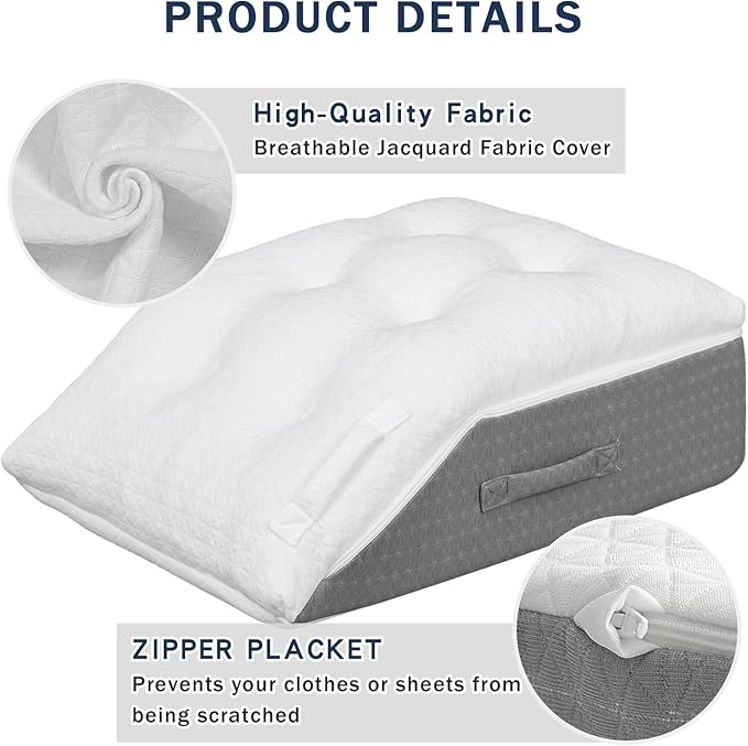 baibu Memory Foam Leg Elevation Pillow, Dual-Layer Patent Design Support Pillow to Raise Feet for Circulation, Leg Wedge Pillow for Sleeping, Knee Pillow for Knee Hip Ankle Pain Relief