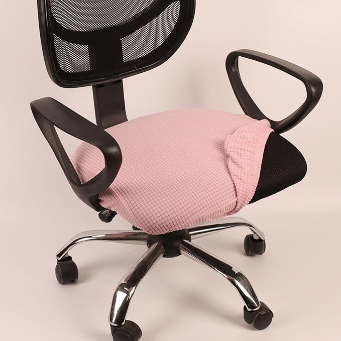 Melaluxe Stretch Jacquard Office Chair Cover, Removable Washable Desk Chair Cover Rotating Chair Seat Slipcover, Pink