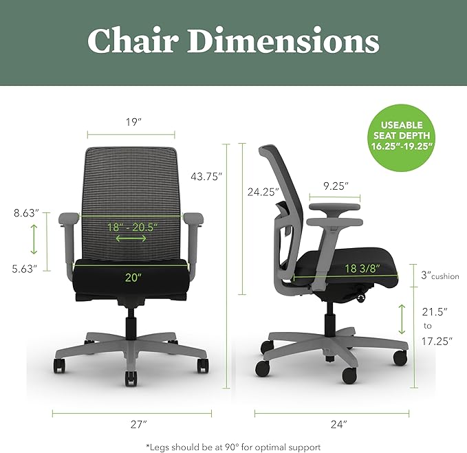 HON Ignition 2.0 Low Back Task Chair, Advanced Synchro-Tilt Control, Office Chair with Lumbar Support, Height and Width Adjustable Arms, Titanium Frame, Frost