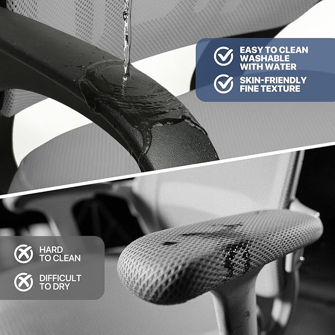 MoNiBloom Mesh Office Chair, Ergonomic Computer Chair for Adults, Rolling Swivel Mid-Back Desk Chair with Lumbar Support, Comfy Armrest for Home Office, Gaming, Light Gray