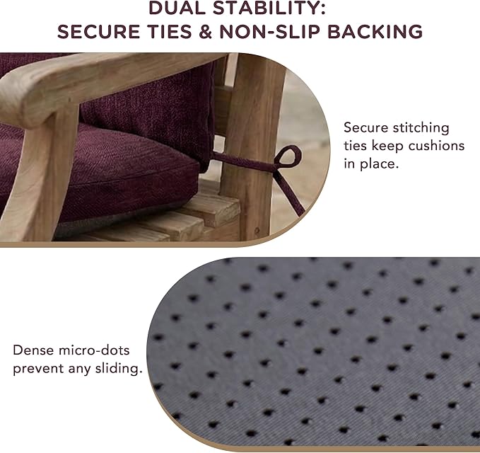 Codi Rocking Chair Cushions Indoor, Water Resistant Glider Rocker Replacement Cushion Set for Patio Porch Garden - Fits Most Standard Rockers, Wine 1PK