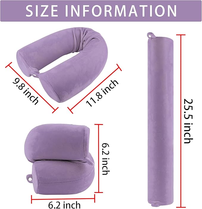 Twist Memory Foam Travel Pillow for Neck, Chin, Lumbar and Leg Support-for Travling on Airplane, Train, Bus or at Home-Adjustable, Bendable Roll Pillow with Washable Soft Cover