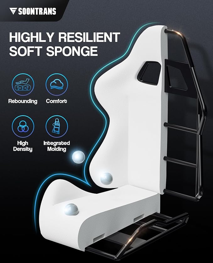 Soontrans Gaming Chair with Footrest,Computer Office Chair, Ergonomic Gamer Chair with Height Adjustment,Headrest and Lumbar Support Gamer Chair(Storm Blue)