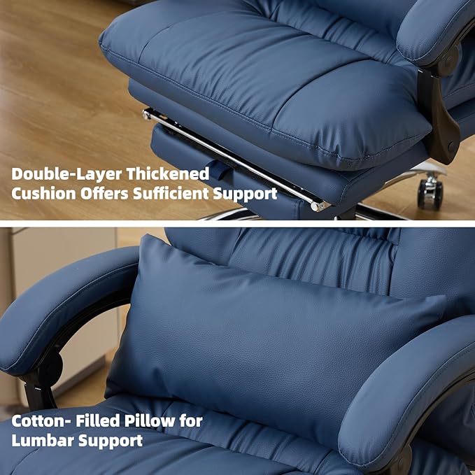 Massage Office Chair with Foot Rest,6 Points Vibration, Executive Office Chairs Tall Office Chair,Ergonomic Reclining Desk Chair