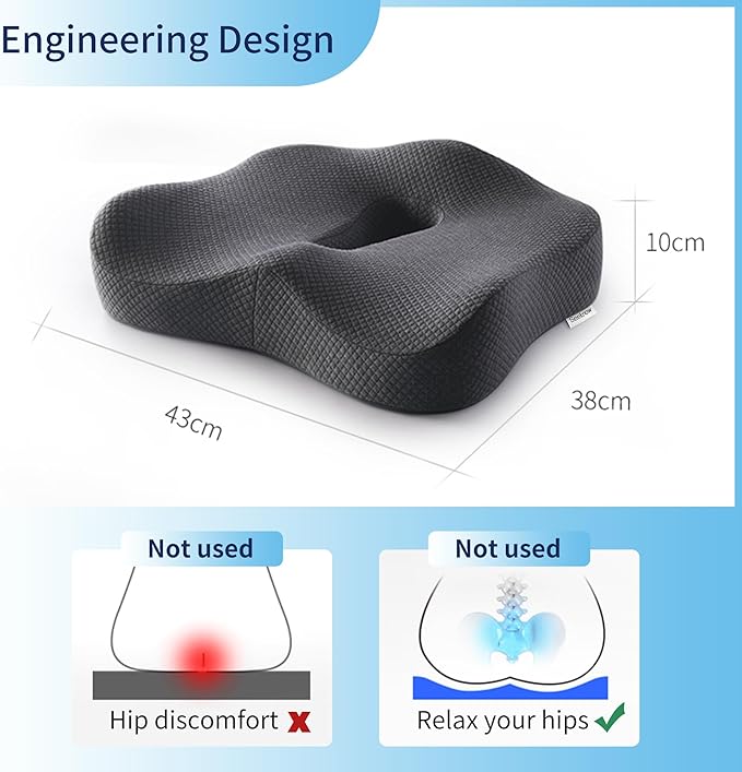 seeknow Ultimate Comfort Memory Foam Donut Cushion for Women/Men Donut Cushions for Sitting Postpartum Pillow Doughnut Pillow for Extra Large Size for Office Chair, Car, and Home Seating