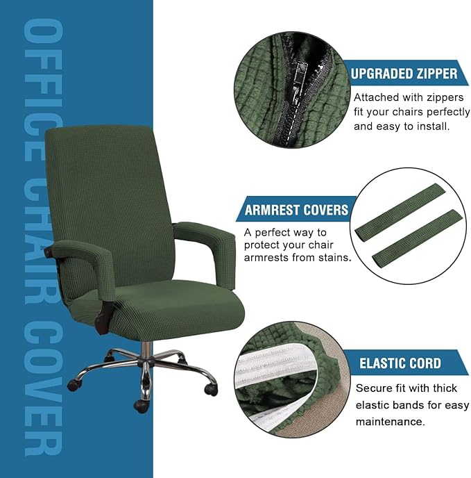 H.VERSAILTEX Computer Office Chair Cover - Stretchable Universal Desk Task Chair Covers Stretch Rotating Seat Slipcover, Bronze Green