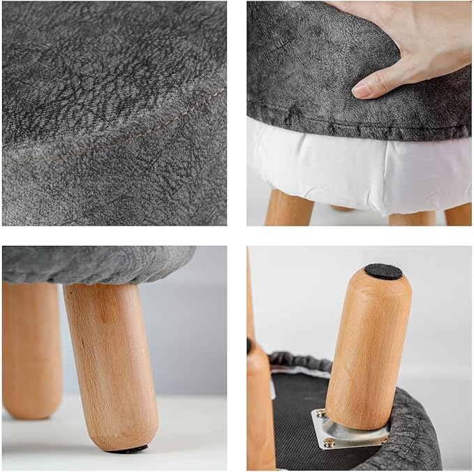 H&B Luxuries Fabric Round Padded Ottoman Foot Rest Stool