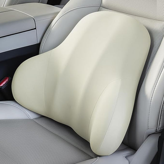 BABUR Lumbar Support Pillow for Car, Ergonomic Memory Foam Support Pillow for Lower Back Pain Relief, Washable Cover, Lumbar Cushion for Driving Seat, Fits Most Cars | Beige