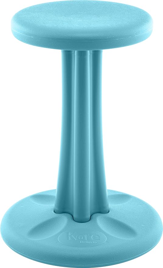 KORE DESIGN Wobble Stool Chair, Girls + Boys Kid Desk Stools, Ergonomic Small Office Chairs, Flexible Seating Active Kids, ADD/ADHD, Classroom, School, Home, Pre-Teen (18.7in), Age 10-11 yr, Pale Blue