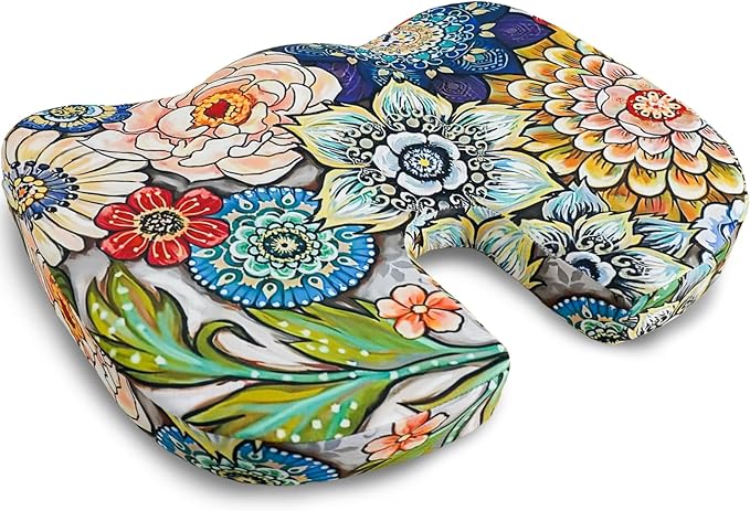 Pressure Relief Cushion, Memory Foam Seat Cushion for Tailbone Pain Relief Coccyx Cushion for Sciatica Pain Ergonomic Seat Cushion for Office Desk Chair, Flower2