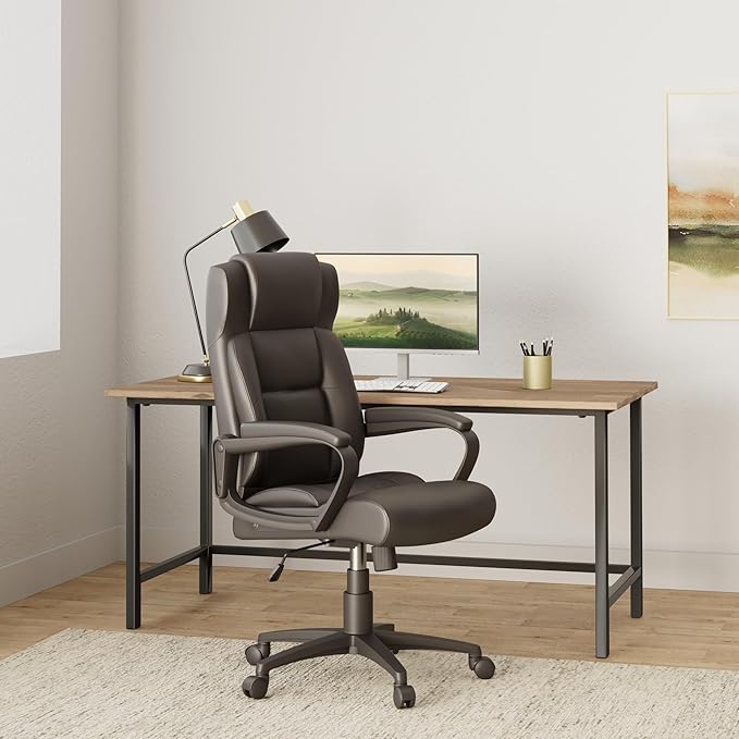 Lorell Soho High-Back Black Leather Executive Chair