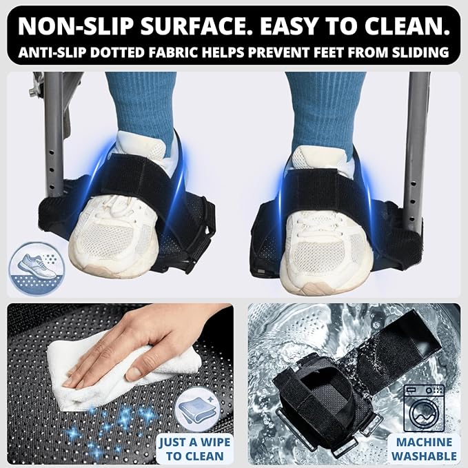 Wheelchair Footrest Strap, Adjustable Wheel Chair Shoe Holder to Secure Feet, Soft Wheelchair Foot Pedal Covers, Non-Slip Wheel Chair Foot Plate Pads, Comfort Cushion Accessories for Seniors
