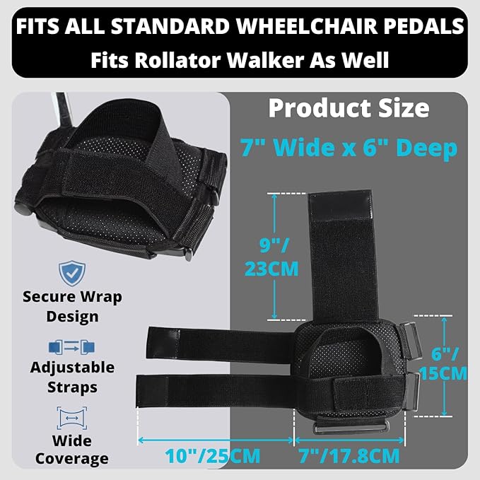 Wheelchair Footrest Strap, Adjustable Wheel Chair Shoe Holder to Secure Feet, Soft Wheelchair Foot Pedal Covers, Non-Slip Wheel Chair Foot Plate Pads, Comfort Cushion Accessories for Seniors