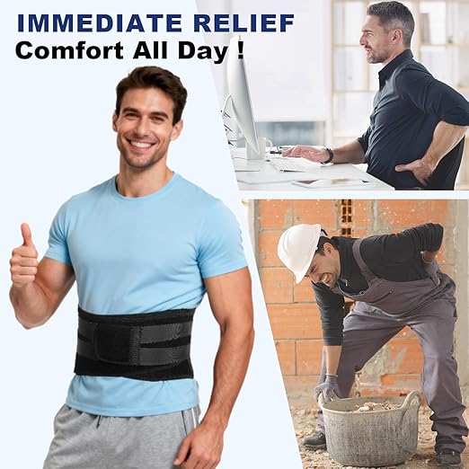 Back Brace - Heavy Duty Support with Spine-Shaped Metal Curved Panel & Lumbar Pad, Breathable Lumbar Support Belt for Lower Back Pain Relief, Herniated Disc, Sciatica, Arthritis, Men & Women (2XL/3XL)