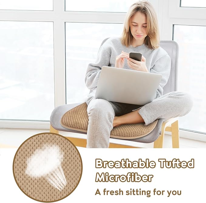 Khaki Kitchen Dining Chairs Cushions Set of 4 Non Slip Foam Patio Seat Cushions Washable Soft Thick Pads Large Wooden Metal Chair Cushions,17" x 15"
