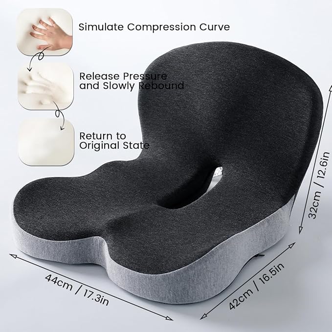 Orthopedic Cushion, Seat Cushion for Office Chair and Car, Ergonomic Memory Foam L-Shaped Integrated Seat Cushions, Lumbar Support & Tailbone Pain Relief for Office Chair Car Wheelchair (A-Blue)