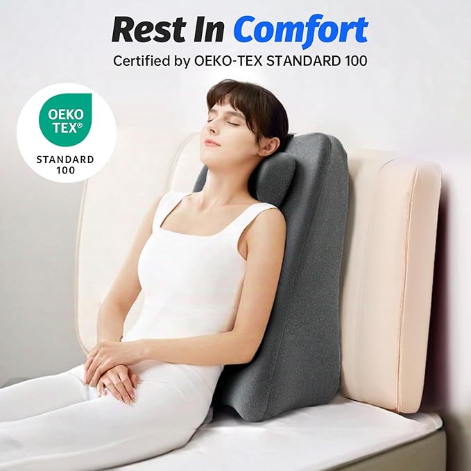 xiaomubiao Reading Pillow, Lumbar Support Pillow for Couch, Sofa Bed Support, Bed Pillow for Sitting up,Ergonomic Memory Foam Pillow for Acid Reflux & Back Discomfort, with Removable Cover Gray