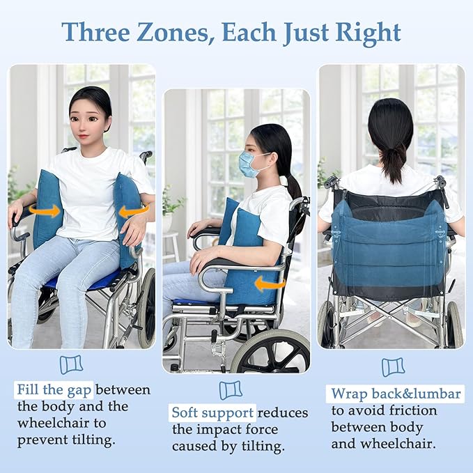 Lateral Support for Wheelchair Back Support Cushion for Pressure Relief Folding Pads Improving Better Posture Sitting Assist Wedge for Elderly Disabled Stroke Patients in Recliner Wheelchair