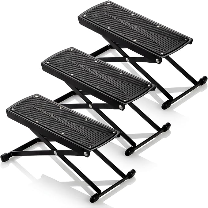 Elsjoy Set of 3 Guitar Foot Stool, 7 Position Folding Guitar Foot Rest with Adjustable Height, Metal Guitar Foot Pedal Stand for Guitar Player