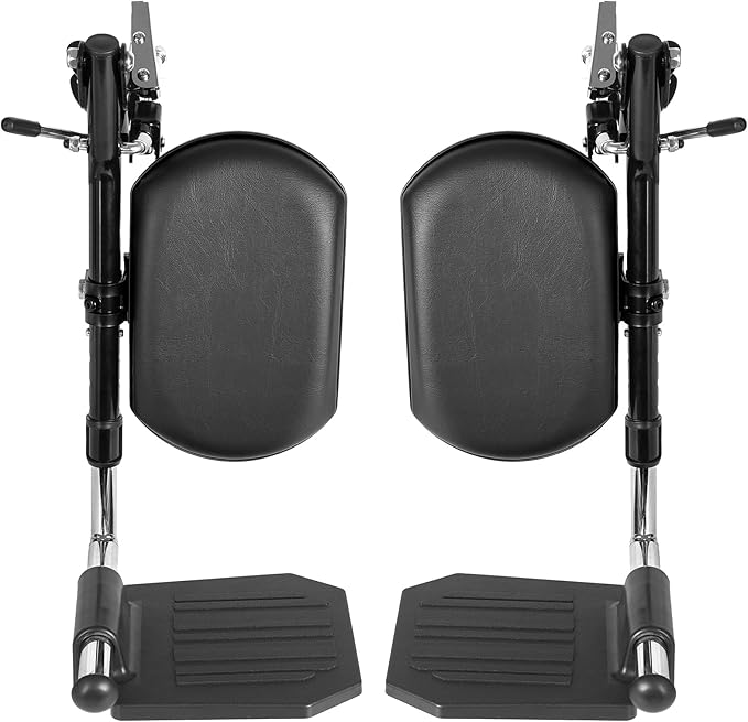 Universal Wheelchair Footrest with Comfort Foam Cushion - Adjustable Lift & Extendable Anti-Slip Foot Plate, Foldable Quick Release for Transport Chairs (Black 1 Pair) LK3JELR T94 Models Compatible
