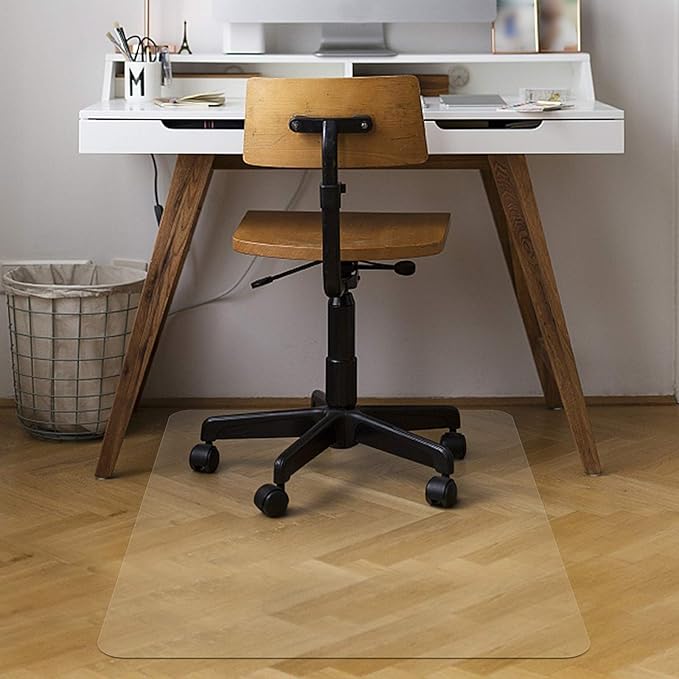 Azadx Large Chair Mat for Hardwood Floor 48 x 48'', Clear Office Chair Mat for Hard Floors Square, Plastic Office Mat for Wood/Tile Floor