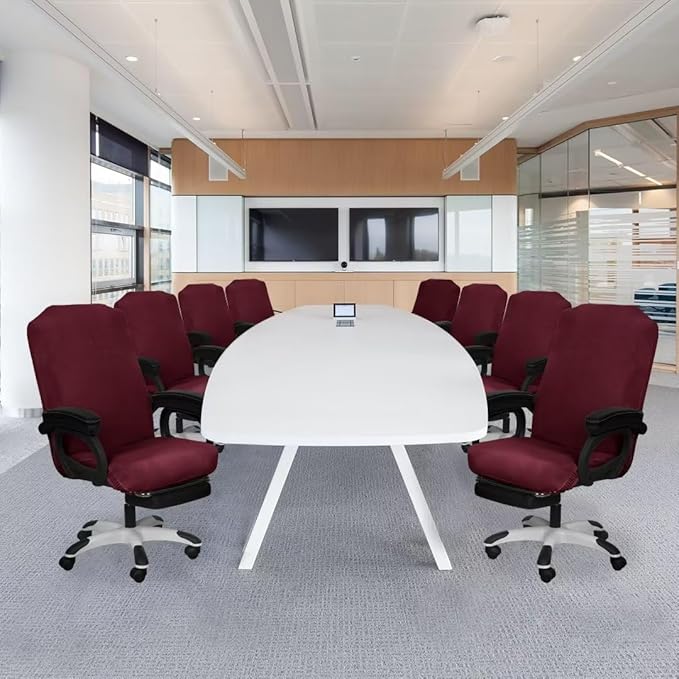 SARAFLORA 2 Pack Office Chair Cover, Stretchable Desk Chair Cover Removable Computer Chair Cover for Office Chair with Zipper Universal Spandex Rotating Chair Cover Anti-dust Chair Slipcover,Burgundy