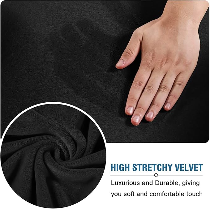 Velvet Plush Office Chair Cover with Armrests - Universal XL Size, Stretch Elastic fit for Desk Computer Chairs, Suitable for Pets and Children Friendly, Washable, Black