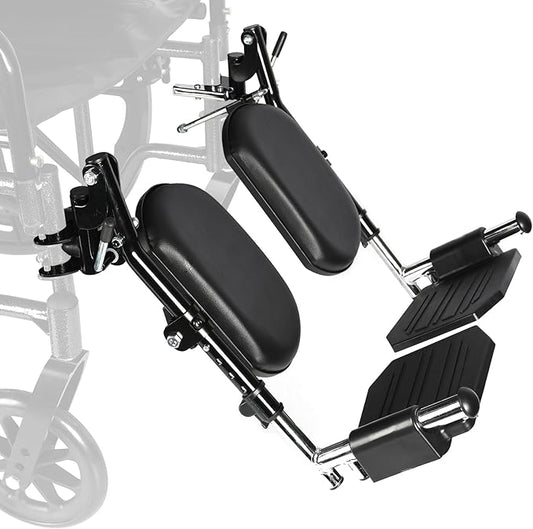 Universal Wheelchair Footrest with Comfort Foam Cushion - Adjustable Lift & Extendable Anti-Slip Foot Plate, Foldable Quick Release for Transport Chairs (Black 1 Pair) LK3JELR T94 Models Compatible