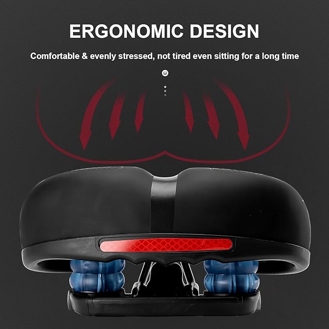 ROCKBROS Bike Seat Cushion for Men Women with Dual Shock Absorbing Ball Memory Foam - Ergonomic Bike Saddle, Handle for Easy Transport Soft Wide Waterproof Exercise Bicycle Seat for Peloton, Road Bike