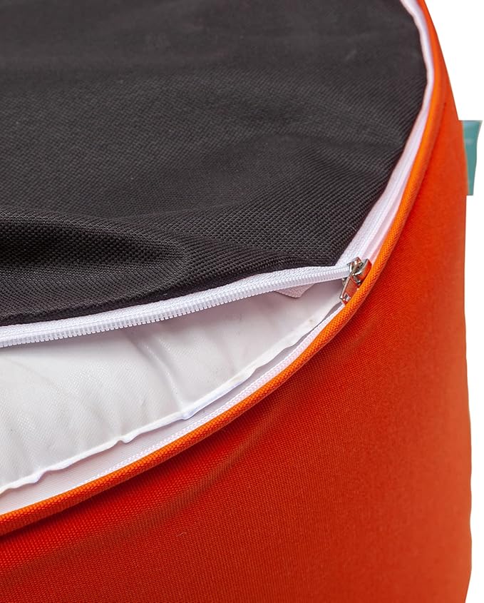 QILLOWAY Inflatable Outdoor Ottoman for Patio, Waterproof Round Pouf, Inflatable Foot Rest, Outdoor Footstool for Poolside, Garden，Camping,Orange