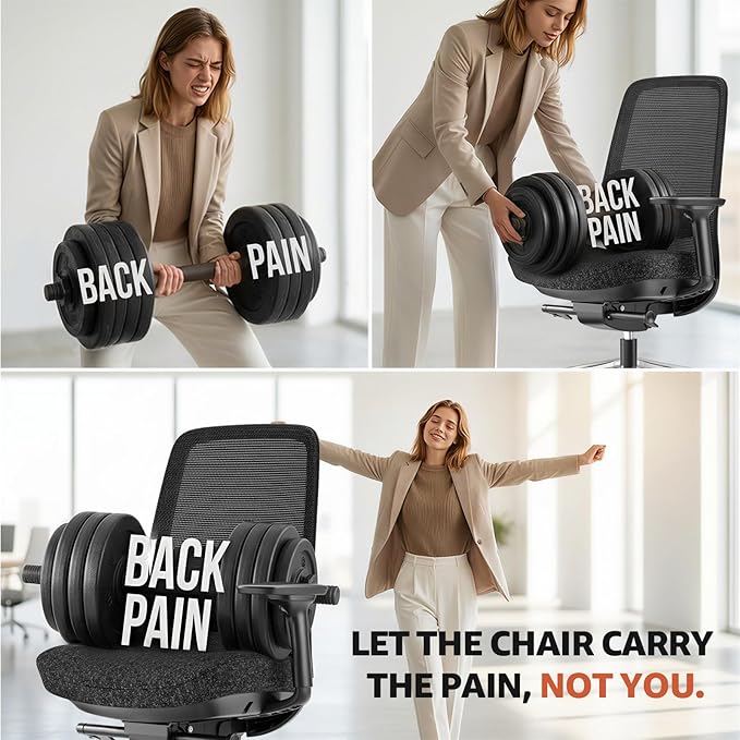 ErgoSift M2 Ergonomic Office Chair - High-Back Mesh Desk Chair with Adjustable Lumbar Support 4D Armrests for Long Hours Sitting Black