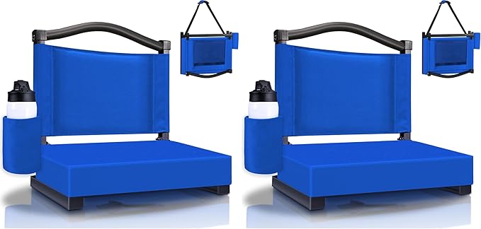 HABUTWAY Stadium Seats with Back Support and Thick Cushion Bleacher Seats with Backs and Cushion Wide, Stadium Chairs Include Shoulder Strap and Pocket, Perfect for Sports Events