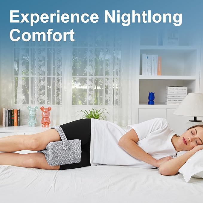 UJPFEO Knee Pillow for Side Sleepers, Leg Pillow for Sciatica, Back, HIPS, Knees, Joints Pain Relief,Pillows for Between Legs While Sleeping Spine Alignment Support & Relieves Pressure