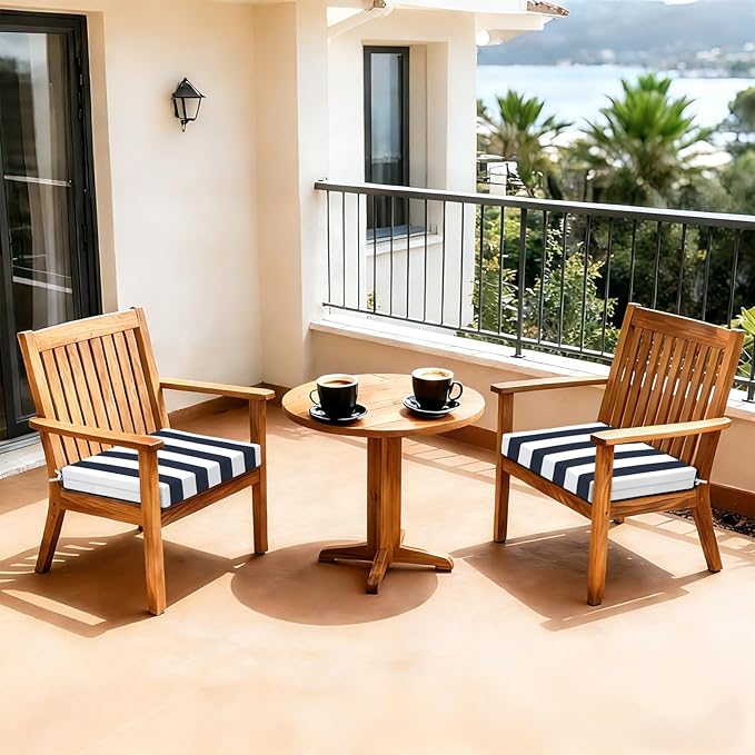LVTXIII Outdoor Chair Cushions, Water Repellent Patio Furniture Cushions Outdoor Chair Pads with Ties for Dining Chairs and Garden Furniture, 22"x22"x3" Set of 2, Cabana Navy