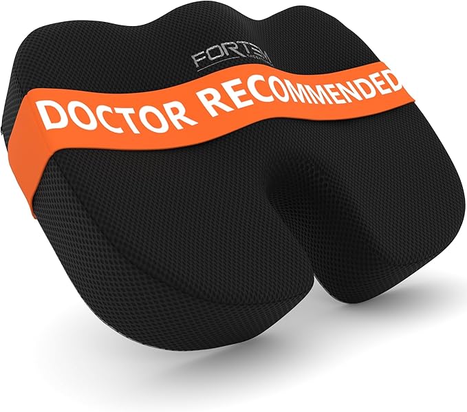 FORTEM Seat Cushion, Office Chair Cushion, Memory Foam Car Seat Cushions, Sciatica Coccyx Tailbone Pain Relief, Chair Cushions for Back Support, Sitting Pad for Gaming, Washable Cover, Non Slip, XL