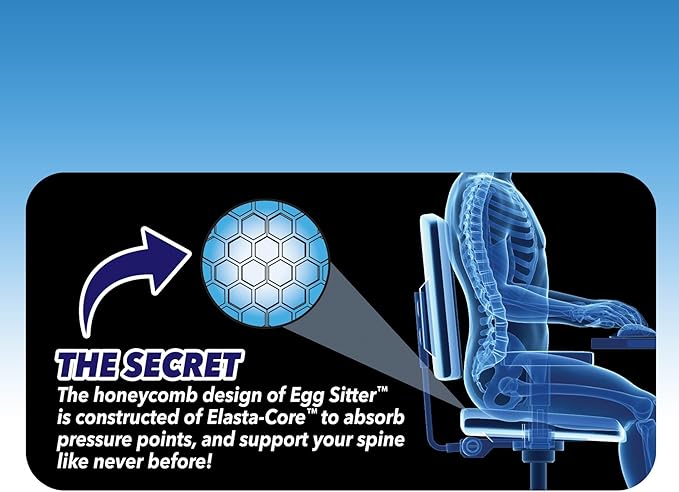 BulbHead Egg Sitter Seat Cushion with Non-Slip Cover, Breathable Honeycomb Design Absorbs Pressure Points