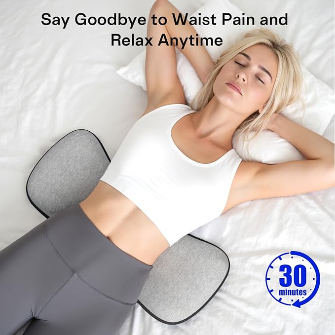 Lumbar Support Pillow for Bed, Lower Back Pillow for Sleeping, Memory Foam Waist Pain Relief Pillows, Lumbar Pillow for Sleeping, Bed, Car, Couch (Grey Black)