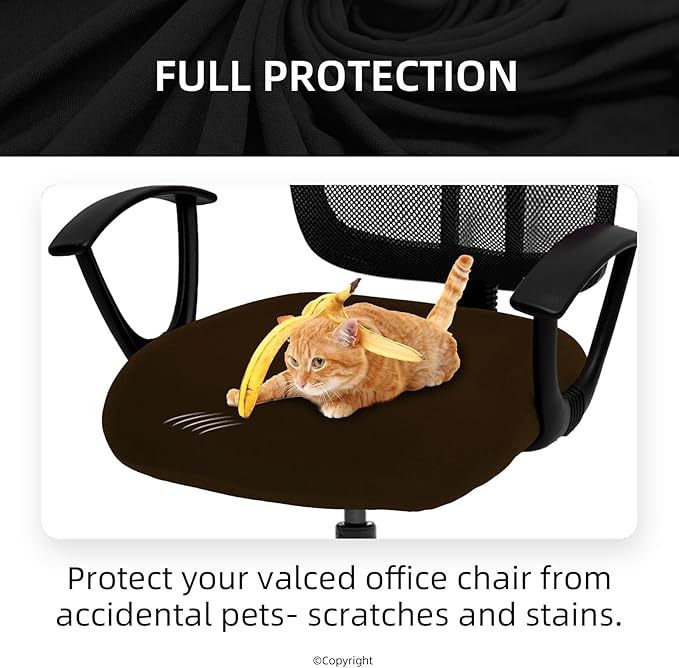 DIVA EN CAMINO DEC Stretchable Desk Office Chair Seat Cushion Covers - Universal Spandex Computer Chair Slipcover - Removable Washable Cushion Protectors for Dogs, Cats, Pets (Brown)