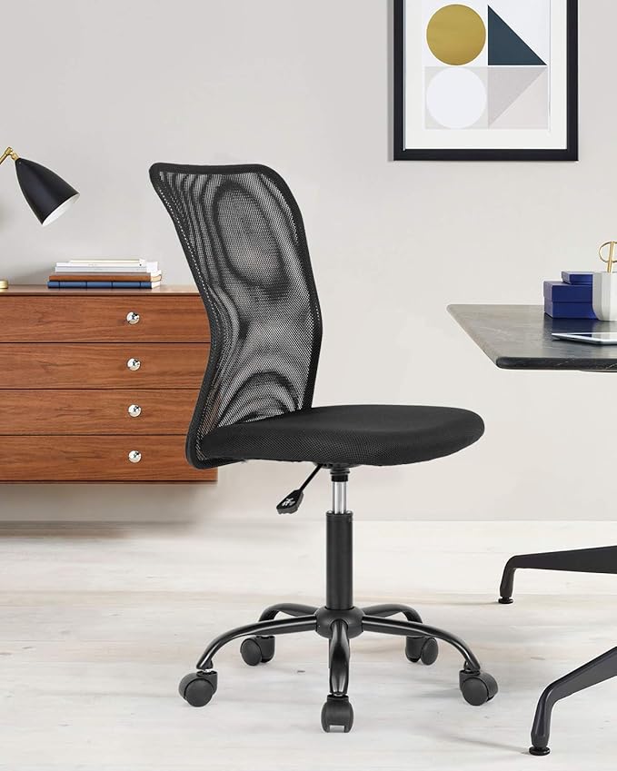Ergonomic Office Mesh Support Modern Executive Mid Back Rolling Swivel Chair for Men&Women, Black (Home Office Desk Chair)