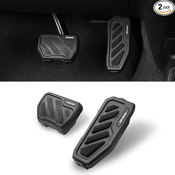 Anti-Slip Gas Pedal Brake Pedal Covers, Foot Pedal Pads Kit Compatible with 2018-2026 Wrangler JL JLU 4XE & Gladiator JT Brake and Gas Accelerator Pedal Covers Aluminum No Drilling 2 PCS